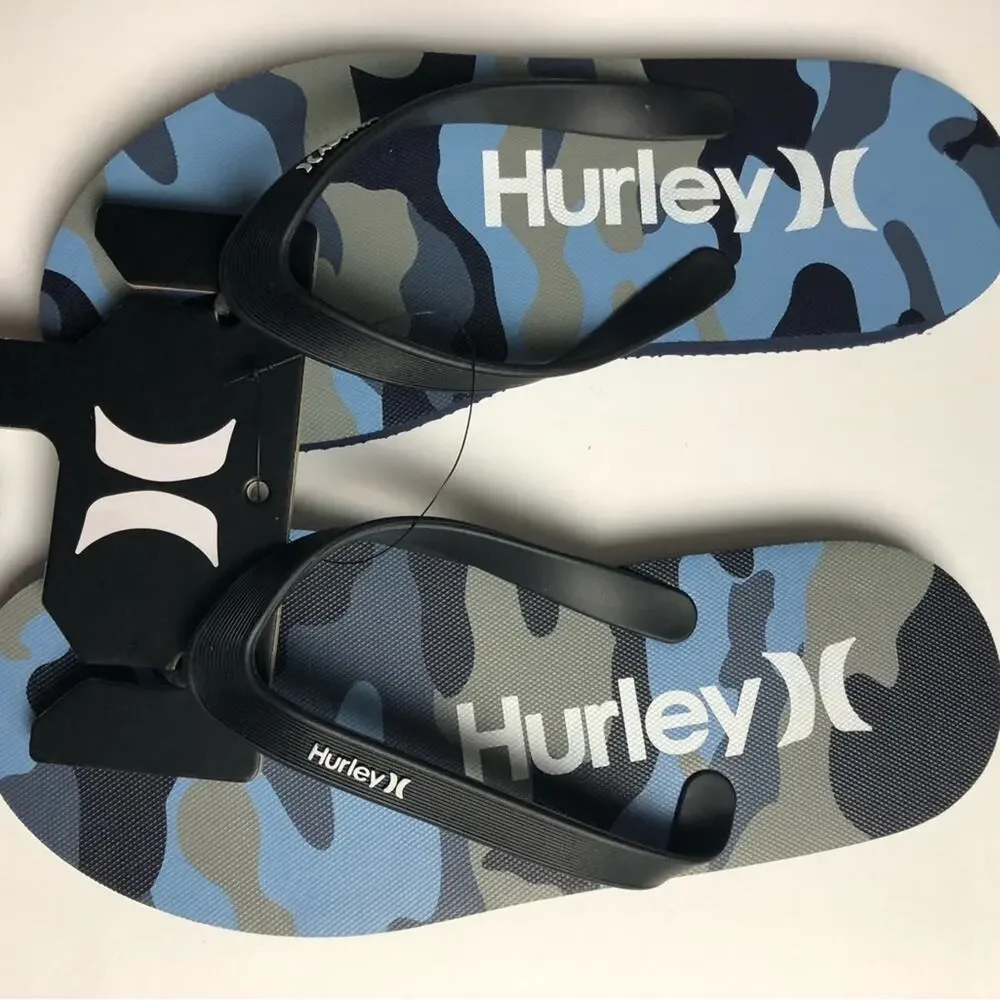 Hurley Men's Blue Gray Camo Beach Style Flip-flops  Sz  10